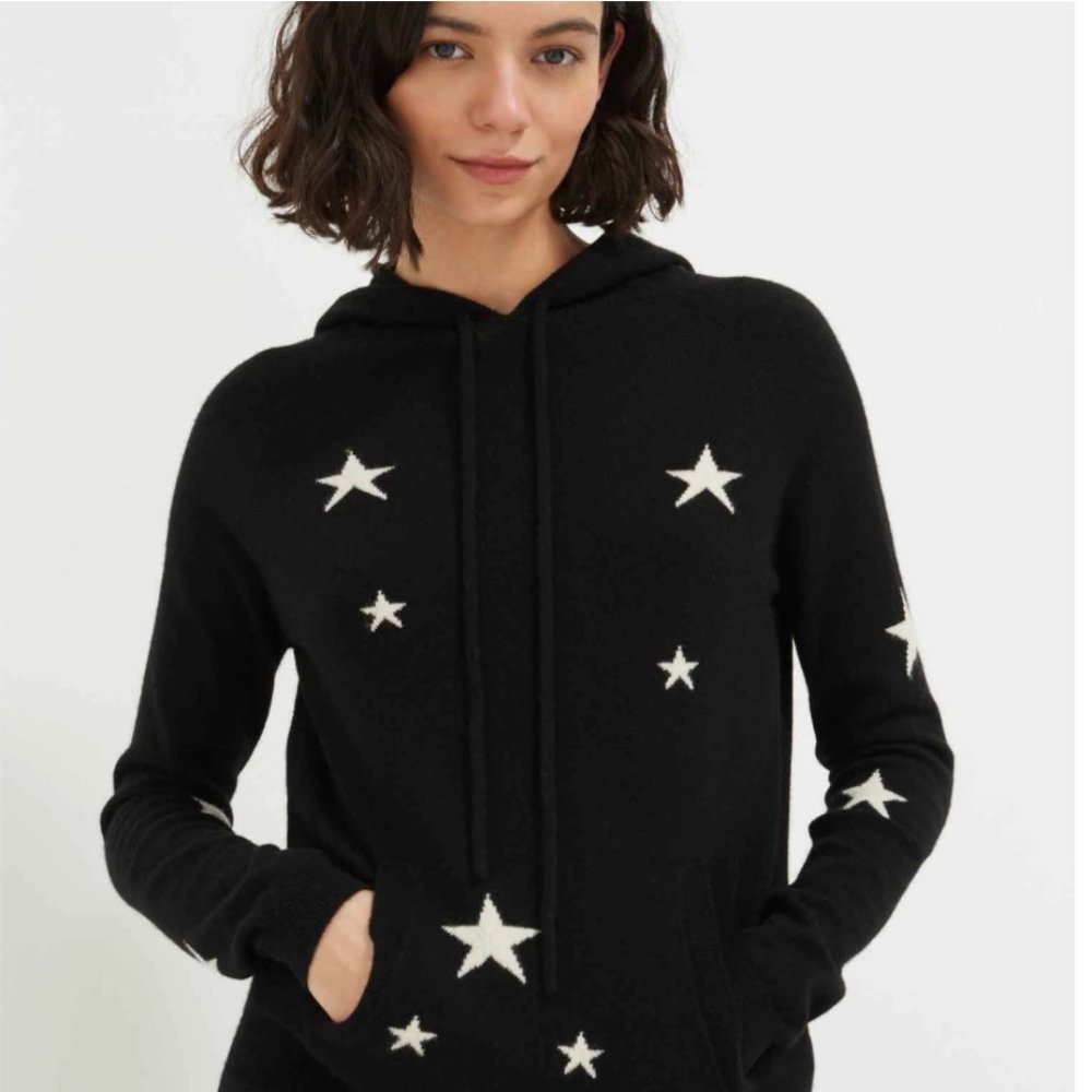 Chinti & Parker Black Cashmere Star Hoodie
